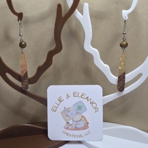 Pendant Earrings - Pink and gold
