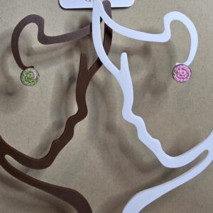 "One-thread" Button Studs - Green and pink